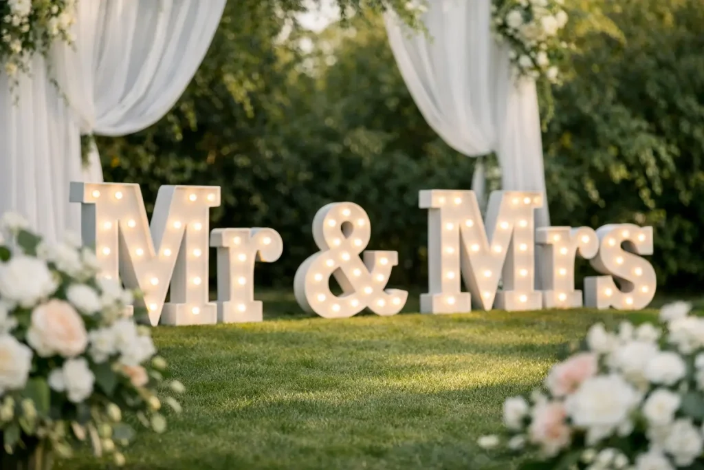 Mr and Mrs Letters Hire for Weddings